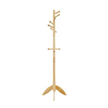 70'' Solid Wood Coat Rack 11 Hooks 7-Tier Tripod Base Entryway Organizer