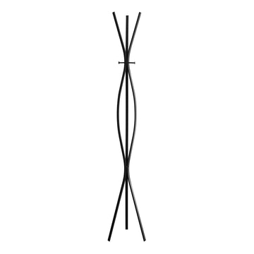 72'' Metal Freestanding Coat Rack 3 Hooks Wave Design Entryway Hall Tree