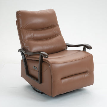 Clihome-Swivel-Rocker-Recliner-Power-Glider-Chair-with-Solid-Wood-Armrests---Extra-Wide-Reclining-Sofa-Chair-Upholstered-Faux-Leather-Living-Room-Single-Sofa-350-lbs