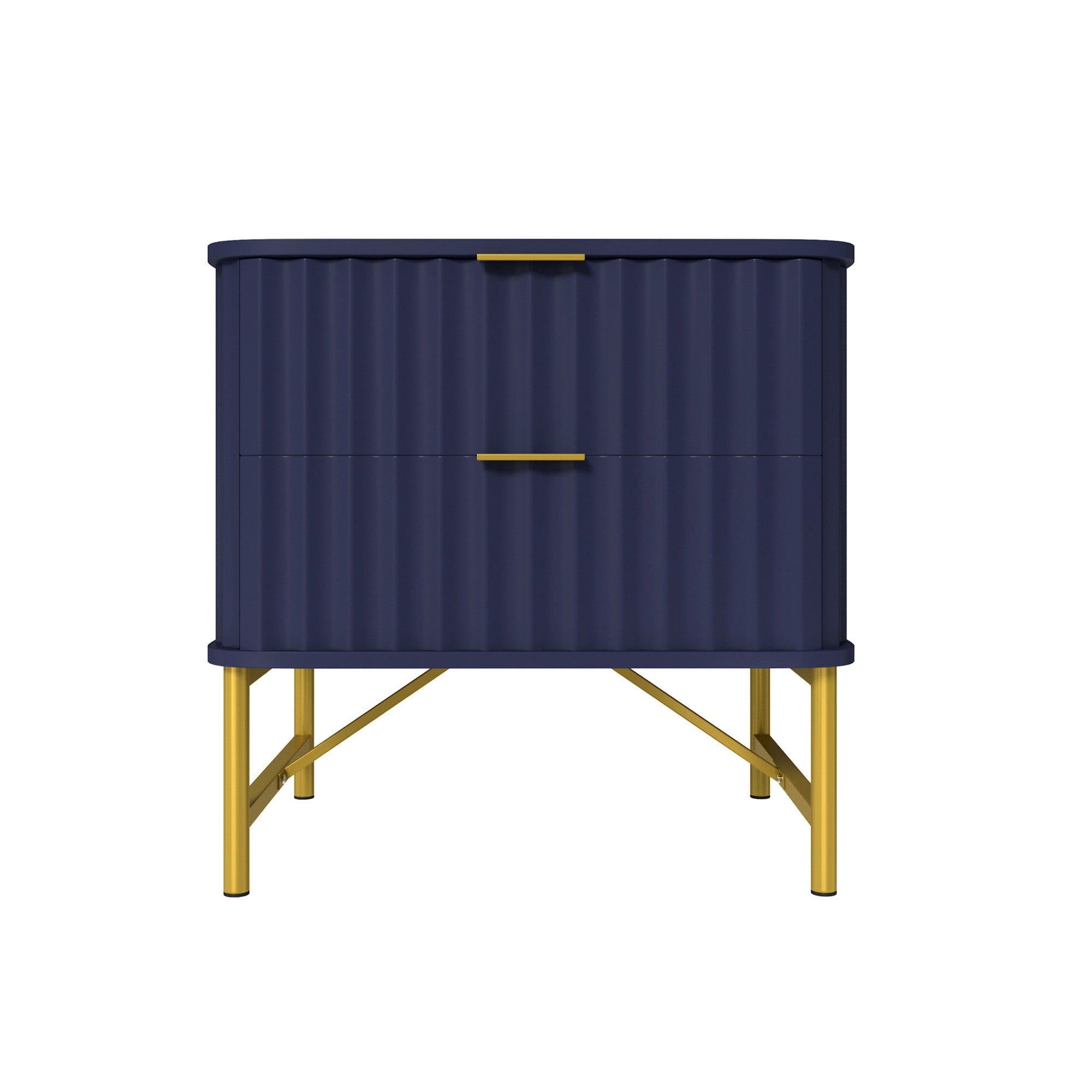 2-Drawer Nightstand with Metal Base