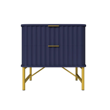 2-Drawer Nightstand with Metal Base