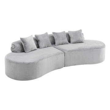 Modern-And-Simple-Curved-Flannelette-Sofa.-Creative-Multi-Seater,-With-A-Combination-Of-Pillows.
