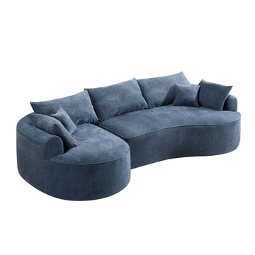124.5-Inch-Modern-Compressed-Boneless-Sofa,-Made-Of-Chenille-Fabric,-The-High-Resilience-Sponge
