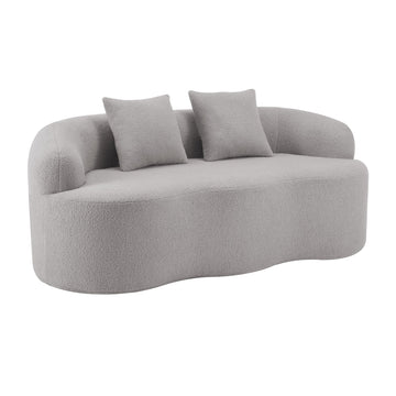 Curved-Loveseat-Sofa-with-Round-Armrest,-Compression-Couch-with-2-Pillows,-No-Assembly
