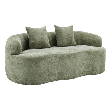 Curved-Loveseat-Sofa-With-Round-Armrest,-Compression-Couch-With-2-Pillows,-For-Living-Room