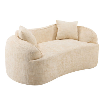 Curved-Two-Person-Compress-Sofa.-It-Has-Armrests-On-Both-Sides,-Comes-With-Two-Pillows.