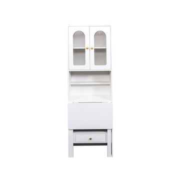 Clihome-Fold-Out-Convertible-Writing-Table,Desk-Cabinet-with-Shelf-and-Drawer-Multi-Function-Home-Office-Workstation