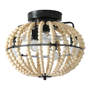 18" Ceiling Fan with Light, Flush Mount Caged Ceiling Fan, Rustic Low Profile Fan Light Fixture