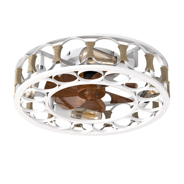 Caged Ceiling Fan with Lights Remote Control, Semi-embedded Modern Ceiling Fans With 4 LED Bulbs