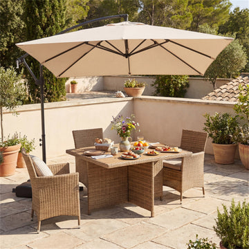 8x8 FT Offset Cantilever Patio Umbrella Outdoor Market Square Umbrella with 360¡ã Rotation-Beige