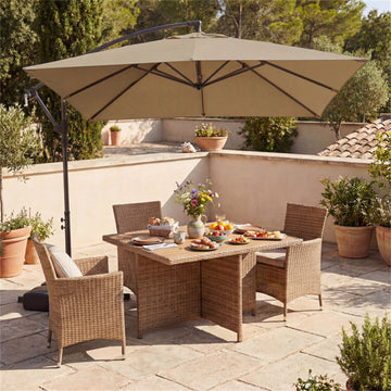8x8 FT Offset Cantilever Patio Umbrella Outdoor Market Square Umbrella with 360¡ã Rotation-Brown