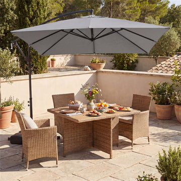 8x8 FT Offset Cantilever Patio Umbrella Outdoor Market Square Umbrella with 360¡ã Rotation-Gray