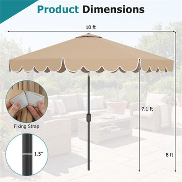 10 FT Patio Umbrella with Push Button Tilt and Crank-Brown