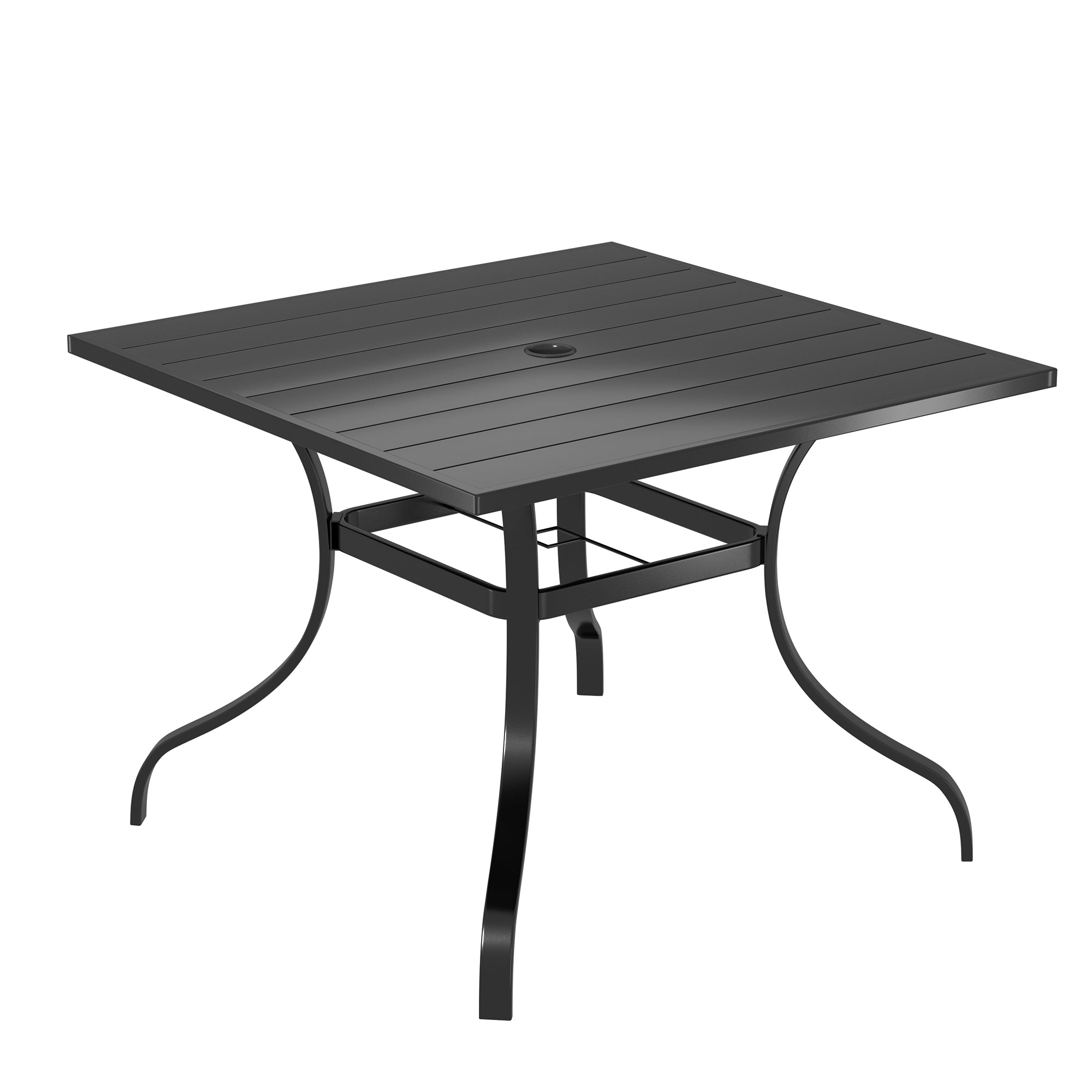 40 in. Steel Square Outdoor Patio Dining Table with Umbrella Hole