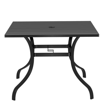 40 in. Steel Square Outdoor Patio Dining Table with Umbrella Hole