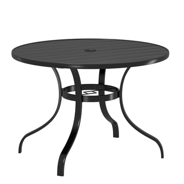 Patio Iron Round Outdoor Dining Table with Umbrella Hole