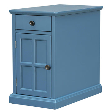 Clihome-Classic-Vintage-Livingroom-End-Table-Side-Table-with-USB-Ports-and-One-Multifunctional-Drawer-with-cup-holders