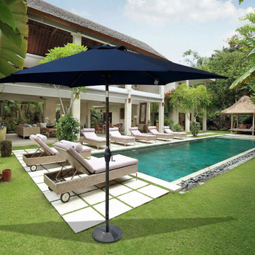9FT Patio Umbrella Market Umbrella Navy Blue