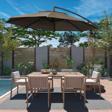 11 ft. Iron Outdoor Cantilever Patio Umbrella 360¡ã Rotation Patio Offset Umbrella,Orange