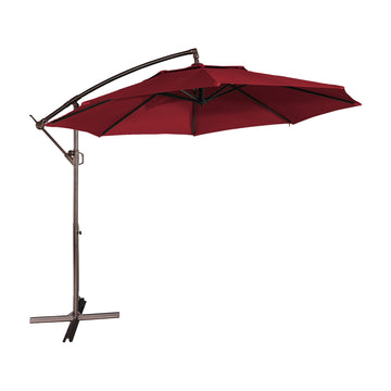 11 ft. Iron Outdoor Cantilever Patio Umbrella 360¡ã Rotation Patio Offset Umbrella,Red