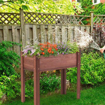 31x31x16 inch Raised Garden Bed with Legs, Elevated Wooden Planter Box for Outdoor Plants,Brown