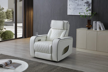 Power Recliner with Adjustable Headrest, LED Lighting, Cup Holders & Charging Station
