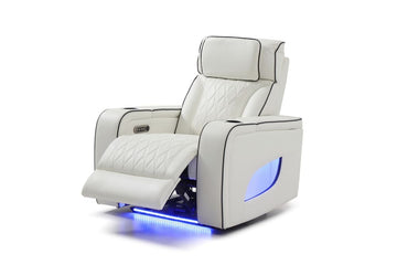 Power Recliner with Adjustable Headrest, LED Lighting, Cup Holders & Charging Station