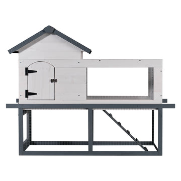 Stilted Double-Deck Chicken Coop Wooden Poultry Cage with Ramp