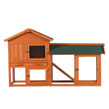 Large 2-Story Wooden Rabbit Hutch Bunny Cage with Waterproof Roof