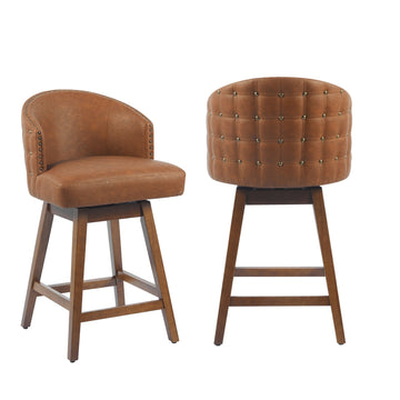 PU-Leather-Swivel-Solid-Wood-Frame-Bar-Stools-Set-of-2