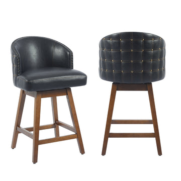 PU-Leather-Swivel-Solid-Wood-Frame-Bar-Stools-Set-of-2