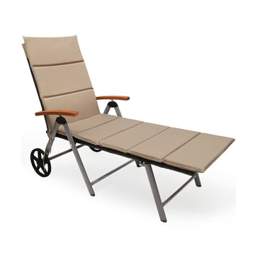 Foldable Wicker Outdoor Chaise Lounge Chair with Aluminum Frame
