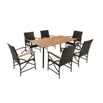 7-Piece Outdoor Dining Set with Acacia Wood Table