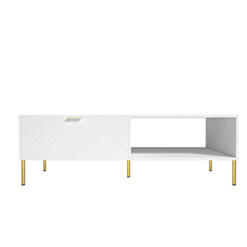 47in Rectangle Wood Mid-Century Modern Coffee Table with 2 Drawers