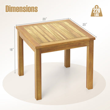 Solid Teak Wood Outdoor Side Table - 220LBS Patio End Table