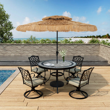 Clihome 10 Ft. Outdoor  Double Top Hawaiian Style Thatch Umbrella