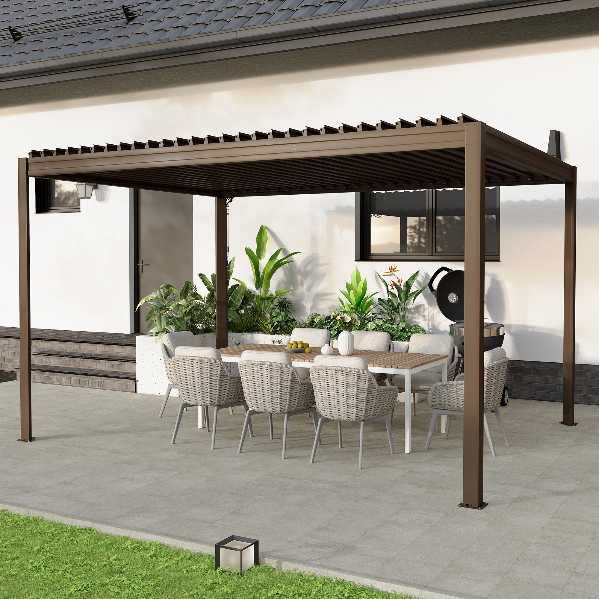 Louvered Pergola 10X13FT, Aluminum Pergola with Adjustable Roof, Aluminum Frame, Efficient Drainage System, Outdoor Pergola for Patio, Deck, Garden