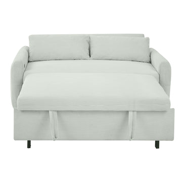 57.48'' Convertible Pull Out Sofa Bed 2-Seat Loveseat with USB & Pillows Light