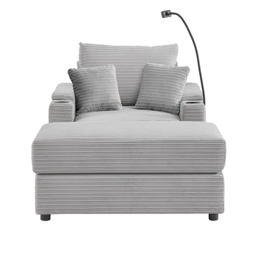 41.7'' Modern Single Sofa Couch with Storage, Ottoman, USB Ports, Cup & Phone Holder