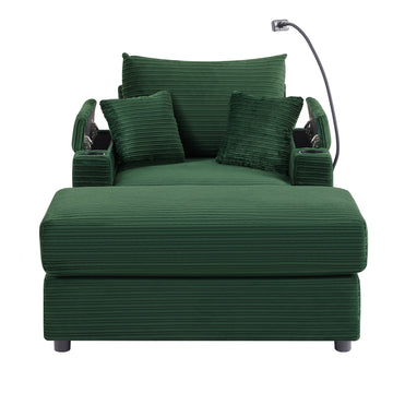 41.7'' Modern Single Sofa Couch with Storage, Ottoman, USB Ports, Cup & Phone Holder