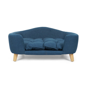 Elevated Dog Bed for Small Dogs, Mid-Century Style with Birch Wood Frame