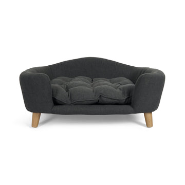 Elevated Dog Bed for Small Dogs, Mid-Century Style with Birch Wood Frame