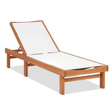 Outdoor Wood Chaise Lounge Chair with 5-Position Adjustable Back