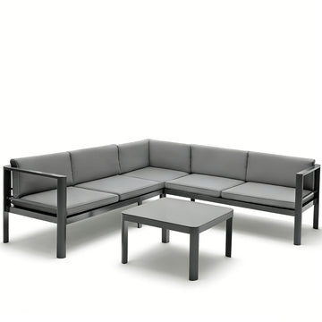 3 Pieces Aluminum Patio Furniture Set with 6-Level Adjustable Backrest