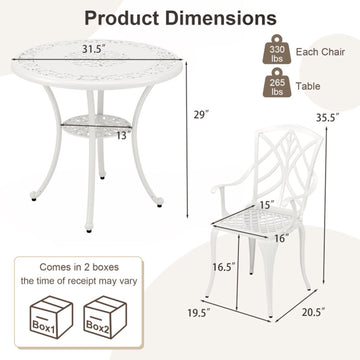 5 Piece Cast Aluminum Patio Dining Set with Umbrella Hole