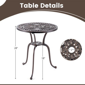 24'' Round Cast Aluminum Patio Bistro Table with 2'' Umbrella Hole