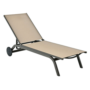 6-Position Adjustable Fabric Outdoor Patio Recliner Lounge Chair