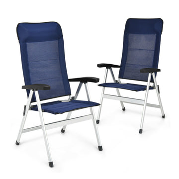 2 Pieces Patio Dining Chair with 7-Level Adjustable Recliner & Headrest