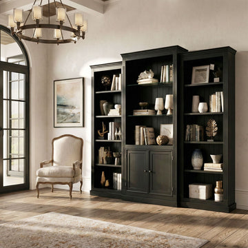 3-Piece Bookcase & Display Cabinet with 5-Color LED Light, Tempered Glass Shelves