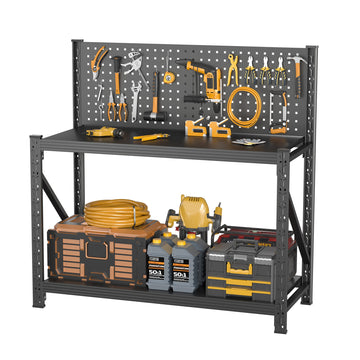 47.2''H Heavy Duty Storage Shelves with Pegboard for Garage Pantry Kitchen